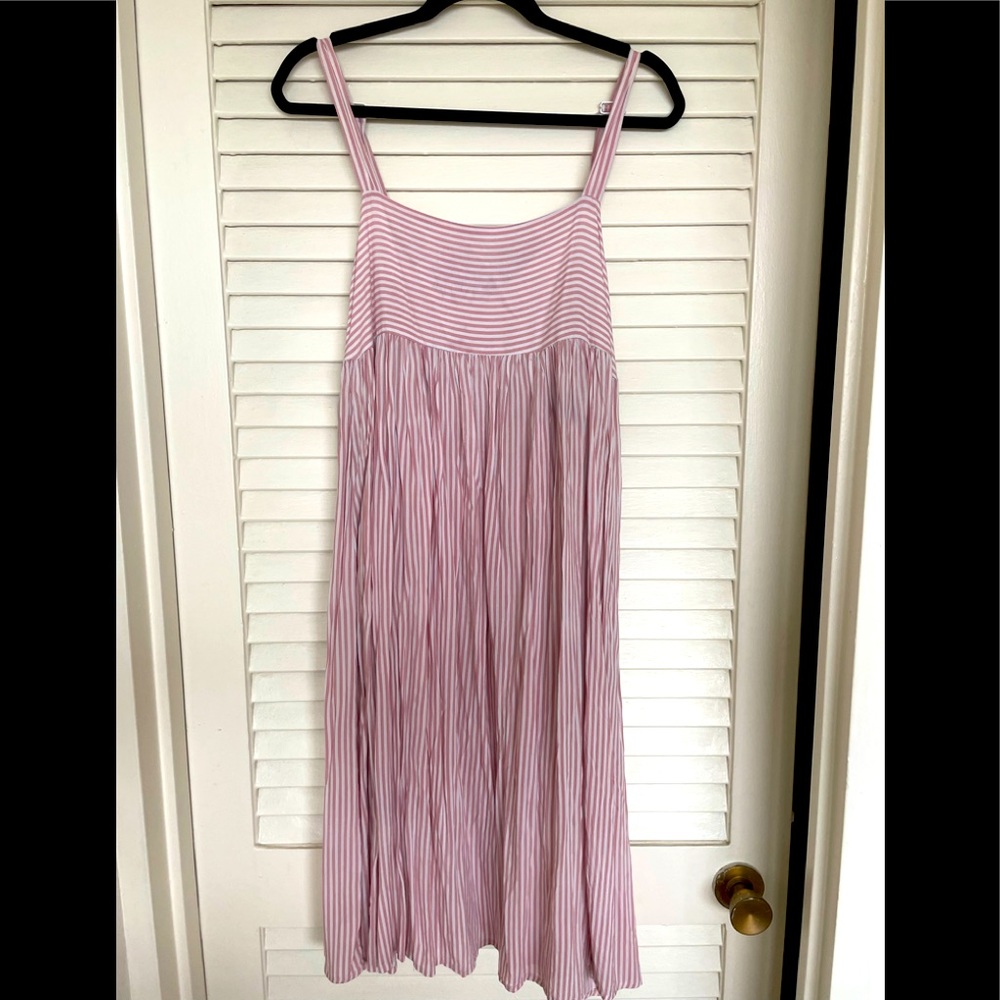 Pink striped midi dress